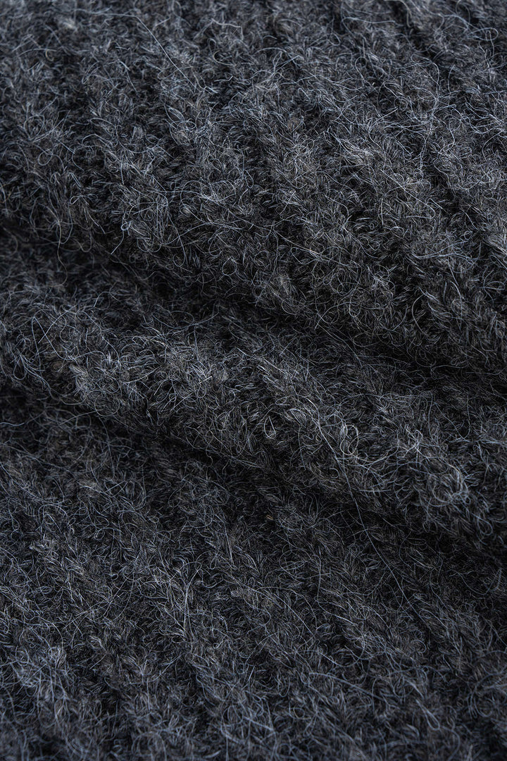 Knit Drawstring Ribbed Cardigan