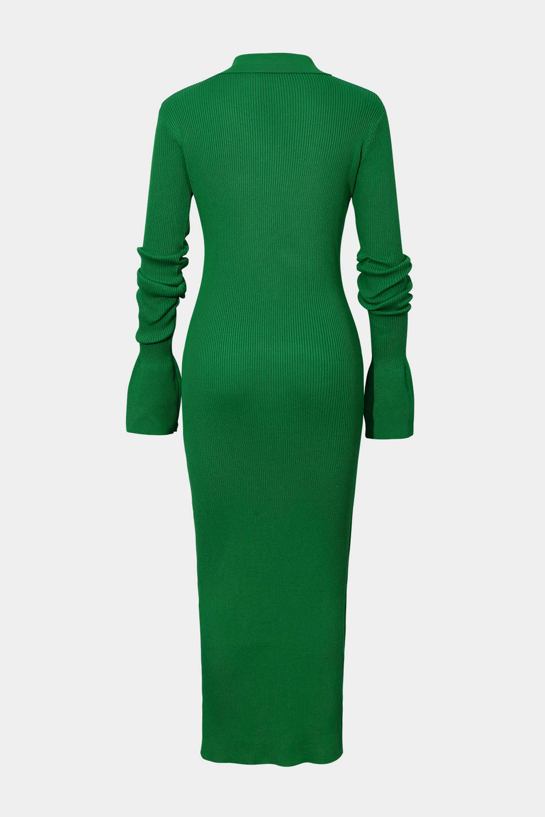 Shell Sleeve Ribbed Buttons Down Maxi Dress Mesh