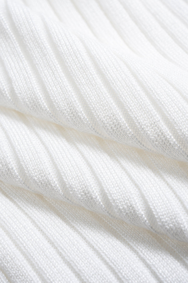 Ribbed Button Bell Sleeve Long-Sleeve Sweater Top