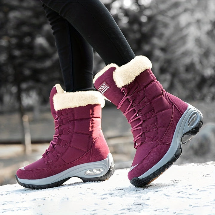 Cecilia™ | Faux-fur cuff lace-up mid-calf snow boots