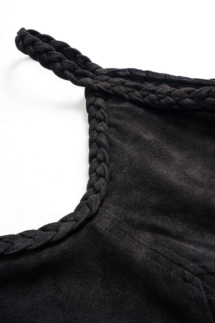 Suede Twist Knot Ruched Sleeveless Dress