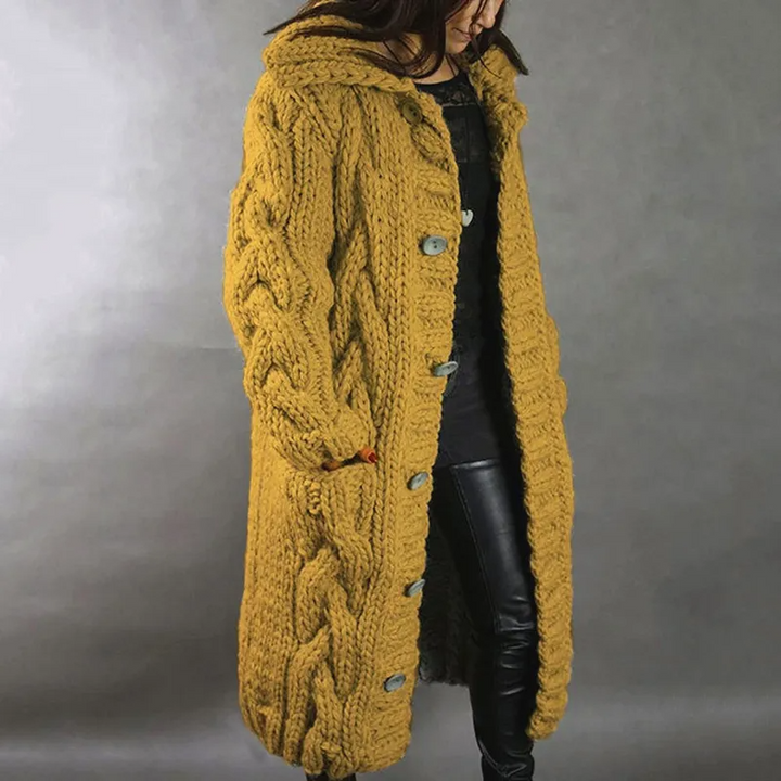 Solène™ | Long Braided Cardigan with Hood