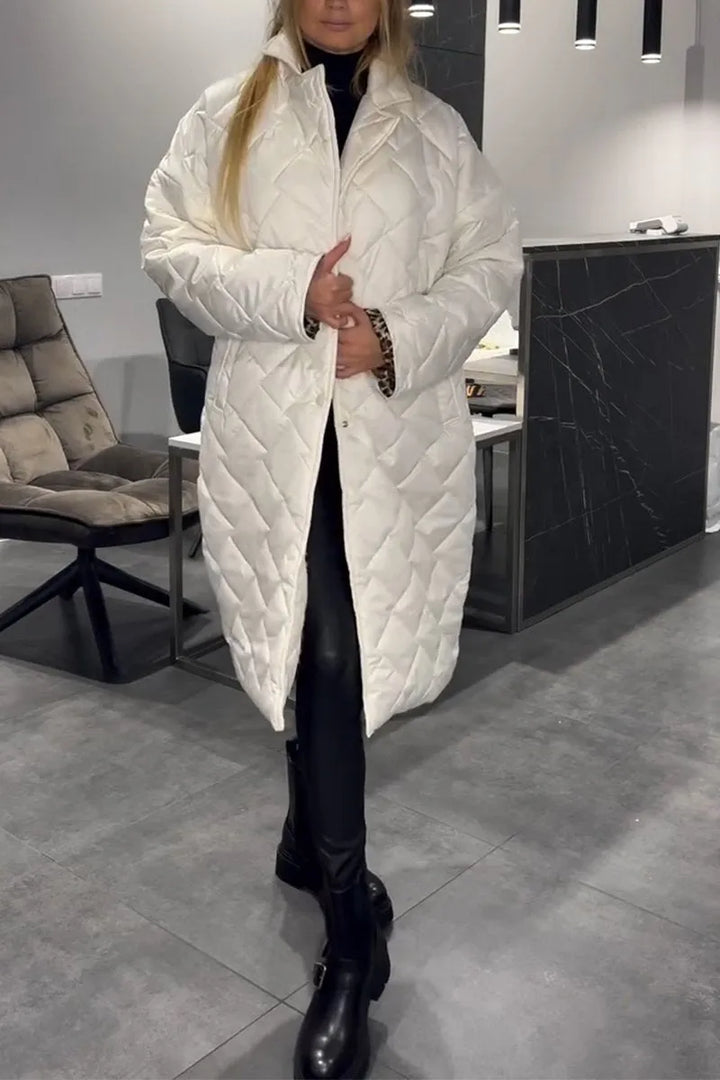 Delphine™ | Diamond-Quilted Notched-Collar Longline Coat