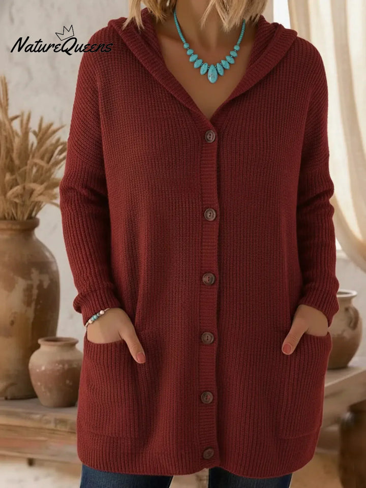 Jassmine™ | Ribbed hooded button-front longline cardigan